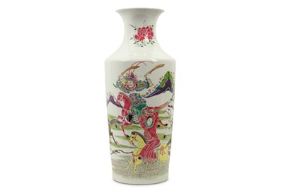 Lot 610 - A CHINESE FAMILLE ROSE 'WARRIORS' VASE.