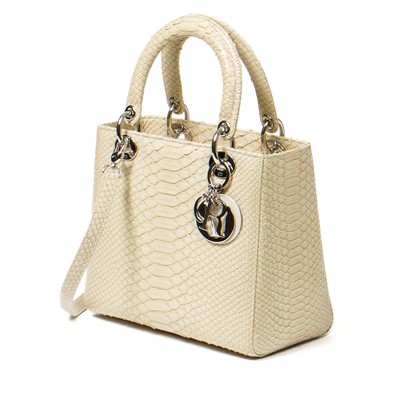 Lot 117 - Christian Dior Cream Python Medium Lady Dior