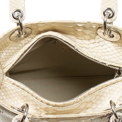 Lot 117 - Christian Dior Cream Python Medium Lady Dior
