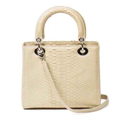 Lot 117 - Christian Dior Cream Python Medium Lady Dior