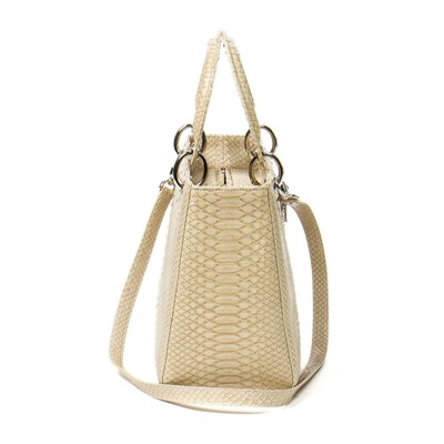 Lot 117 - Christian Dior Cream Python Medium Lady Dior