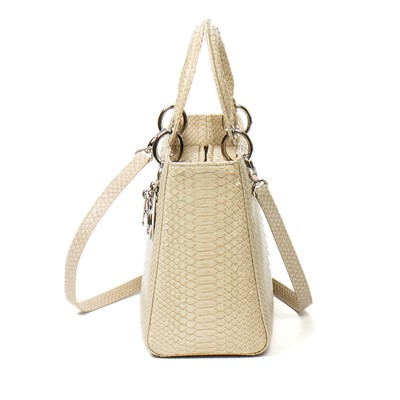 Lot 117 - Christian Dior Cream Python Medium Lady Dior