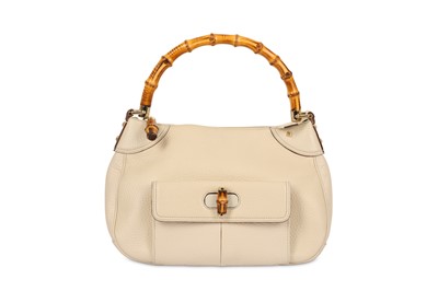 Lot 119 - Gucci Beige Calfskin Bamboo Top Handle Bag