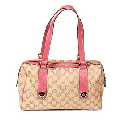 Lot 45 - Gucci Beige Monogram Charmy Boston Bag