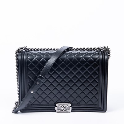 Lot 347 - Chanel Black Quilted Large Boy Bag