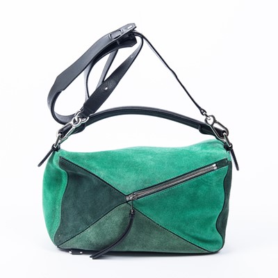 Lot 261 - Loewe Green Suede Medium Puzzle Bag