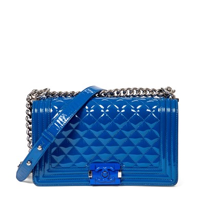 Lot 212 - Chanel Marine Blue Medium Boy Bag