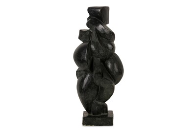 Lot 114 - KIM JAMES (BRITISH, D. 2011): AN ABSTRACT BRONZE OF A COUPLE EMBRACING