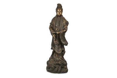 Lot 889 - A LARGE FUJIANESE GILT-DECORATED SHEN SHAO’AN-STYLE LACQUER FIGURE OF GUANYIN.