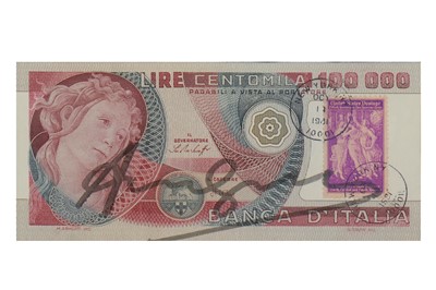 Lot 369 - Andy Warhol (American, 1928-1987), 'Signed Diecimilia Lire'