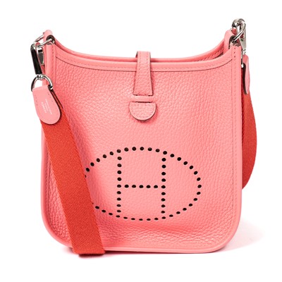 Lot 35 - Hermes Rose Azalee Clemence Mini Evelyne PM