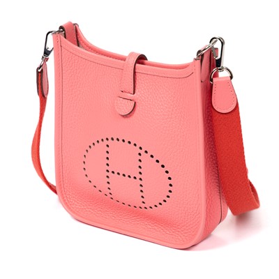 Lot 35 - Hermes Rose Azalee Clemence Mini Evelyne PM