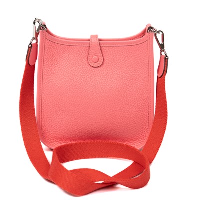 Lot 35 - Hermes Rose Azalee Clemence Mini Evelyne PM