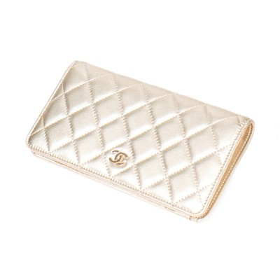 Lot 288 - Chanel Metallic Gold Bi-Fold Long Wallet