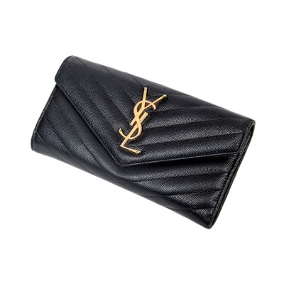 Lot 329 - Saint Laurent Black Chevron Classic Flap Wallet