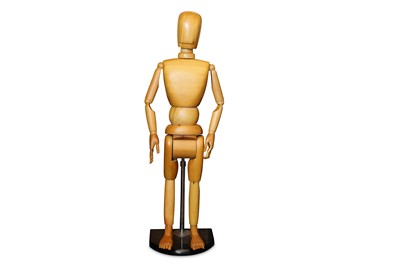 Lot 99 - A LIFE-SIZE CARVED PINE ARTIST'S LAY FIGURE OR MANNEQUIN OF A CHILD