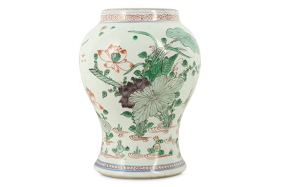 Lot 294 - A CHINESE FAMILLE VERTE BALUSTER 'LOTUS' JAR.