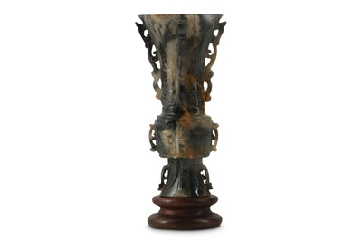 Lot 303 - A CHINESE GREY AGATE VASE, GU.