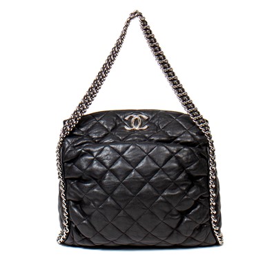 Lot 351 - Chanel Black Quilted Leather Shoulder Bag