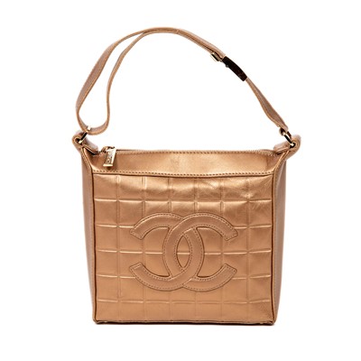 Lot 282 - Chanel Bronze Chocolate Bar Quilted Shoulder Bag