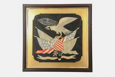 Lot 676 - A JAPANESE EMBROIDERED PANEL.