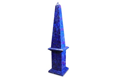 Lot 65 - A MONUMENTAL FLOOR STANDING LAPIS LAZULI OBELISK