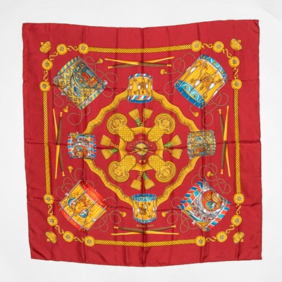 Lot 334 - Hermes 'Les Tambours' Silk Scarf