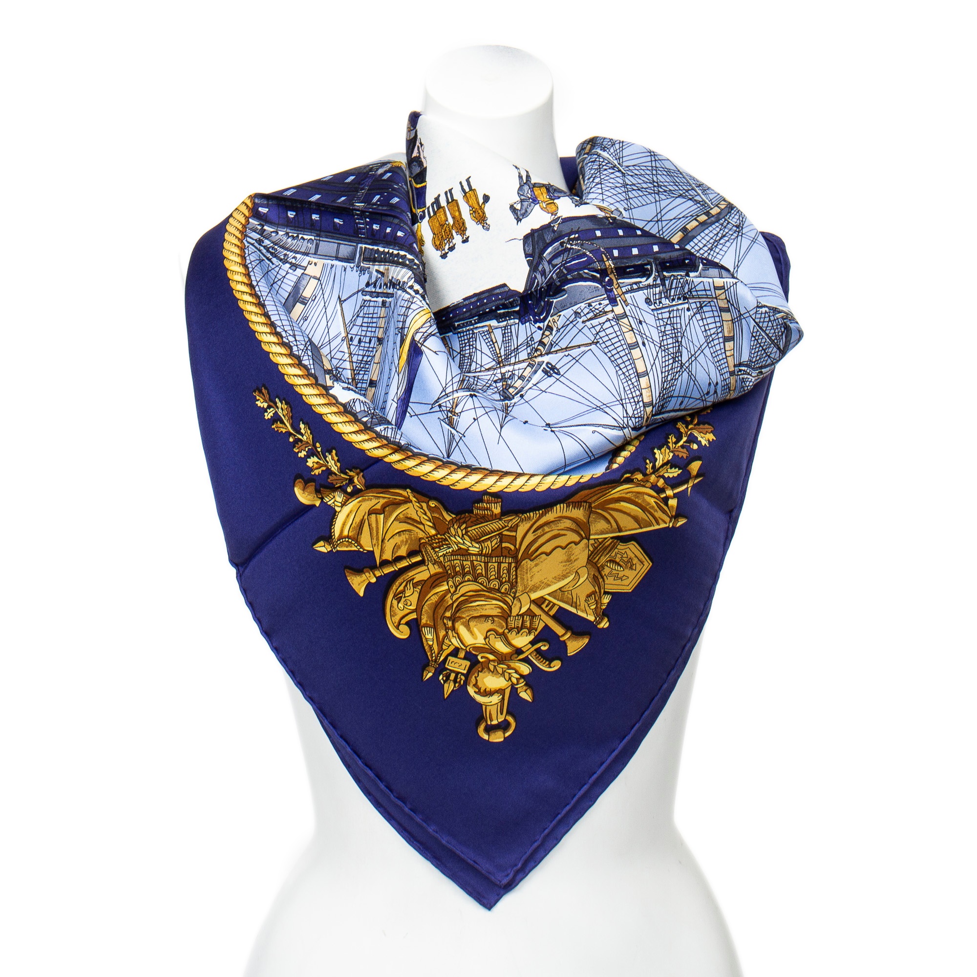 Lot 229 - Hermes 'Marine Et Cavalerie' Silk Scarf