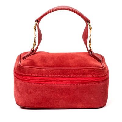 Lot 11 - Gucci Red Suede Horsebit Cosmetic Case
