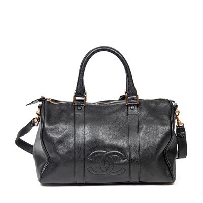 Lot 356 - Chanel Black Logo Boston Bag