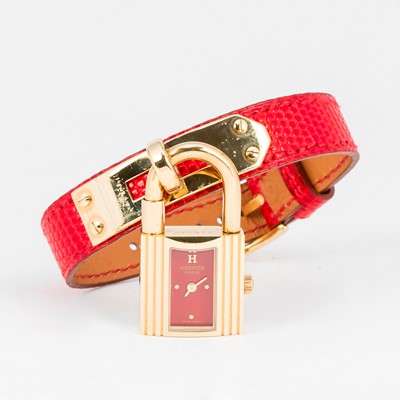 Lot 24 - Hermes Red Lizard Kelly Watch