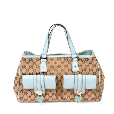 Lot 226 - Gucci Beige Monogram Canvas Heart Pocket Tote