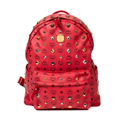 Lot 16 - MCM Coral Red Stark All-Over Stud Backpack