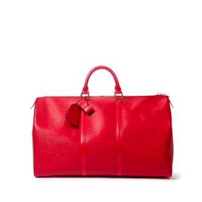 Lot 10 - Louis Vuitton Red Epi Keepall 50