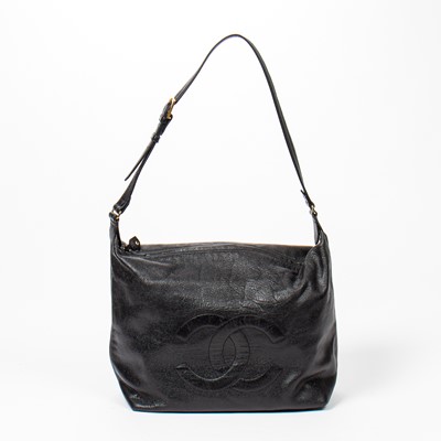 Lot 355 - Chanel Black Caviar Logo Crossbody