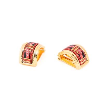 Lot 29 - Hermes Red Enamel Clip On Earrings