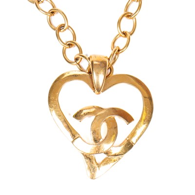 Lot 295 - Chanel Large Heart Logo Pendant Necklace