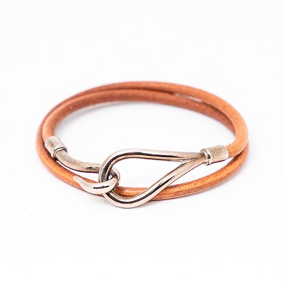 Lot 74 - Hermes Brown Leather Jumbo Double Tour Bracelet