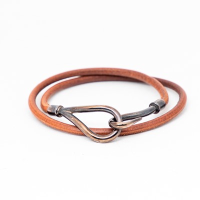 Lot 73 - Hermes Brown Leather Jumbo Double Tour Bracelet