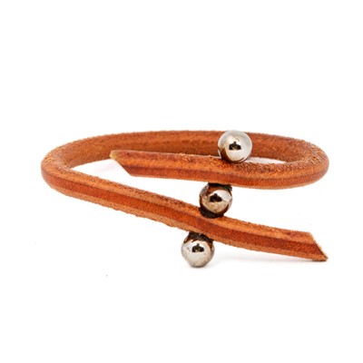 Lot 123 - Hermes Brown Leather Single Tour Bracelet