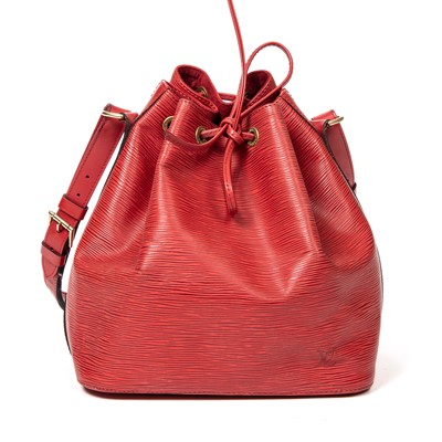 Lot 9 - Louis Vuitton Red Epi Noe PM