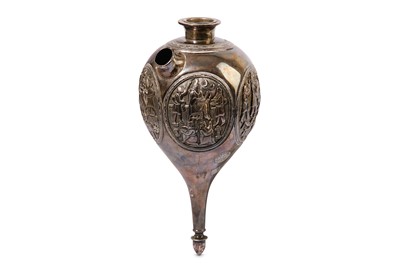 Lot 83 - * A QAJAR SILVER QALYAN BOTTLE WITH ACHAEMENID-REVIVAL MOTIFS