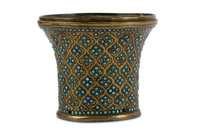 Lot 78 - * A TURQUOISE-SET GILT-COPPER QALYAN CUP