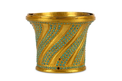 Lot 77 - * A TURQUOISE-SET GILT-COPPER QALYAN CUP
