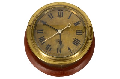 Lot 393 - An early 20th century brass ships clock