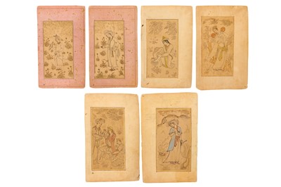 Lot 41 - * SIX SAFAVID-REVIVAL TINTED DRAWINGS