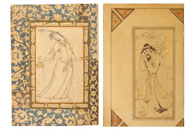 Lot 37 - * TWO SAFAVID-REVIVAL TINTED DRAWINGS