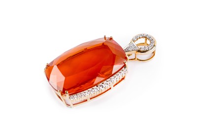 Lot 72 - A fire opal and diamond pendant