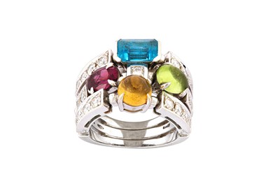 Lot 60 - A diamond and gem-set 'Allegra' ring, by Bulgari