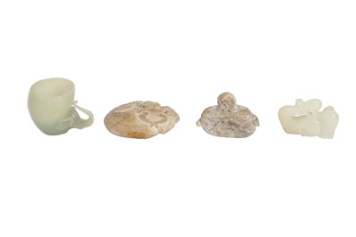 Lot 520 - FOUR CHINESE FIGURATIVE STONE CARVINGS.